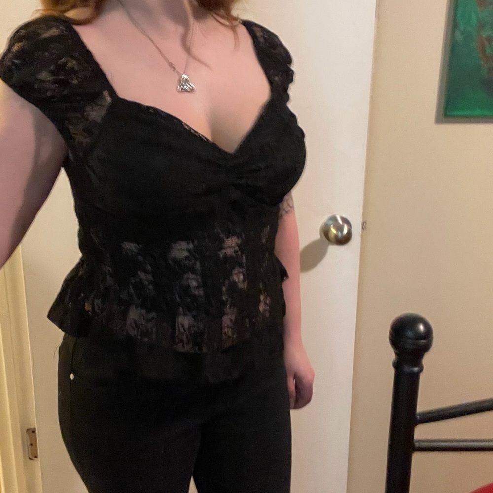 Ladies black lace top